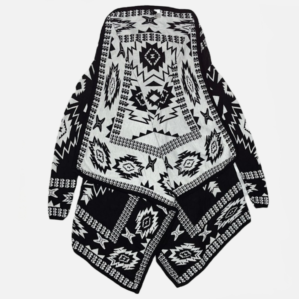 H&M Open Front Tribal Print Cascading Cardigan X-Small